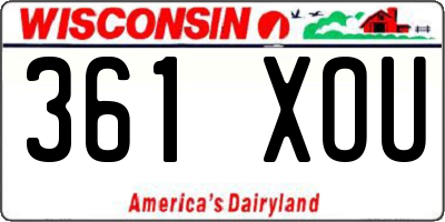 WI license plate 361XOU