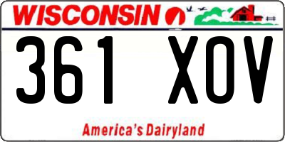 WI license plate 361XOV