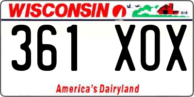 WI license plate 361XOX