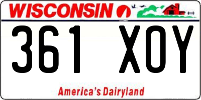WI license plate 361XOY