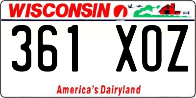 WI license plate 361XOZ