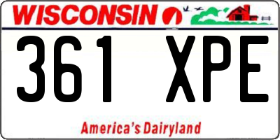 WI license plate 361XPE