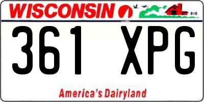 WI license plate 361XPG
