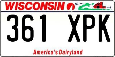WI license plate 361XPK