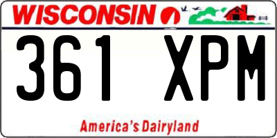 WI license plate 361XPM