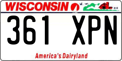 WI license plate 361XPN