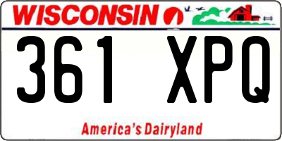 WI license plate 361XPQ