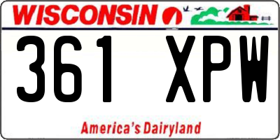 WI license plate 361XPW