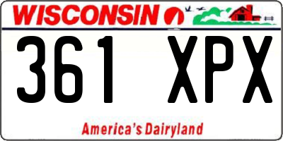 WI license plate 361XPX