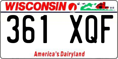 WI license plate 361XQF