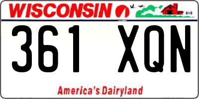 WI license plate 361XQN