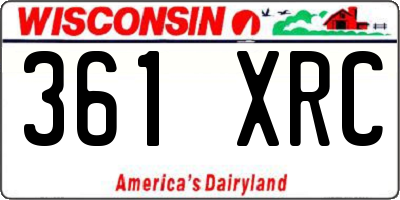 WI license plate 361XRC