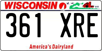 WI license plate 361XRE