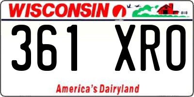 WI license plate 361XRO