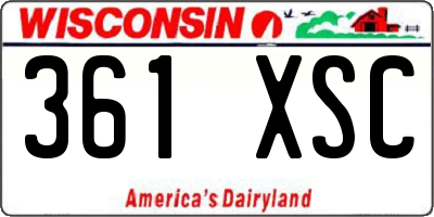 WI license plate 361XSC