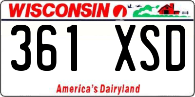 WI license plate 361XSD