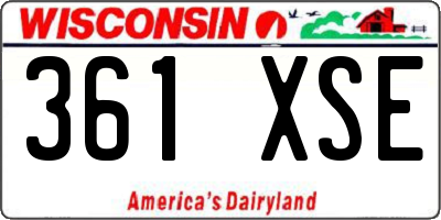 WI license plate 361XSE