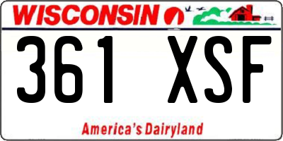 WI license plate 361XSF