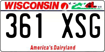WI license plate 361XSG
