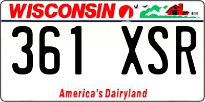 WI license plate 361XSR