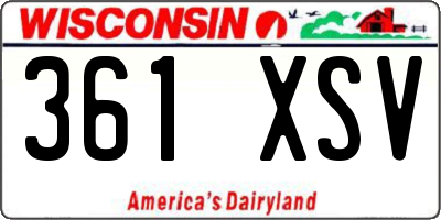 WI license plate 361XSV