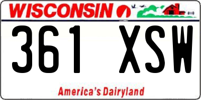 WI license plate 361XSW