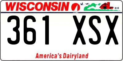 WI license plate 361XSX