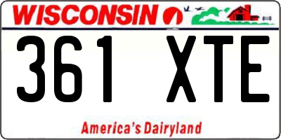 WI license plate 361XTE