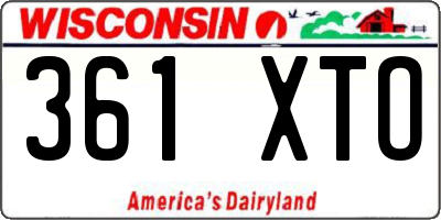 WI license plate 361XTO
