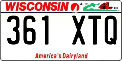 WI license plate 361XTQ