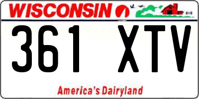 WI license plate 361XTV