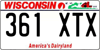 WI license plate 361XTX