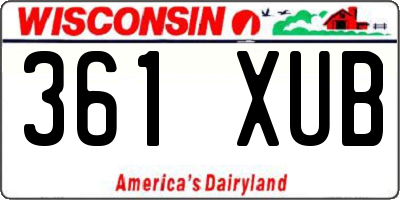 WI license plate 361XUB