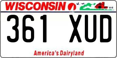 WI license plate 361XUD