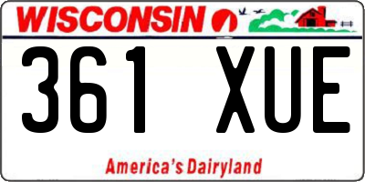 WI license plate 361XUE