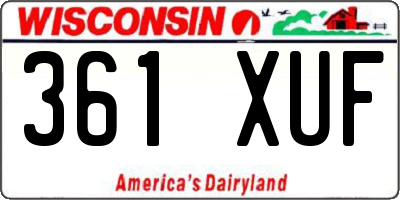 WI license plate 361XUF