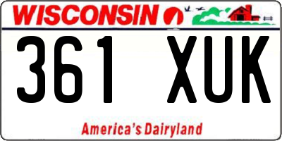 WI license plate 361XUK