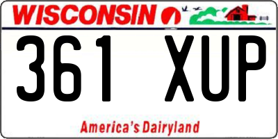WI license plate 361XUP
