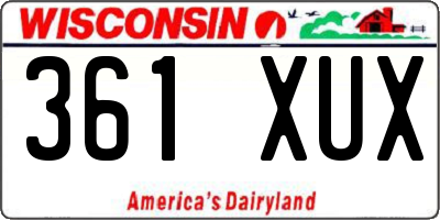 WI license plate 361XUX