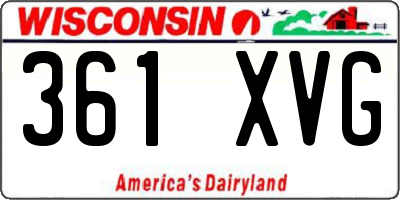 WI license plate 361XVG