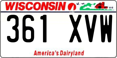 WI license plate 361XVW
