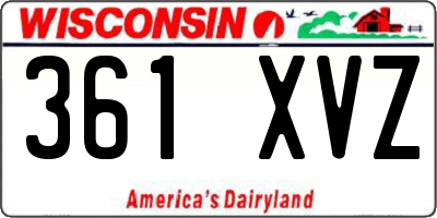 WI license plate 361XVZ