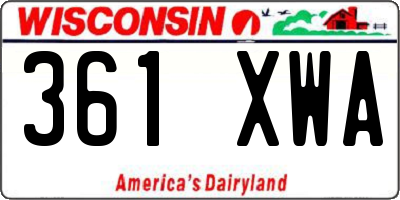 WI license plate 361XWA