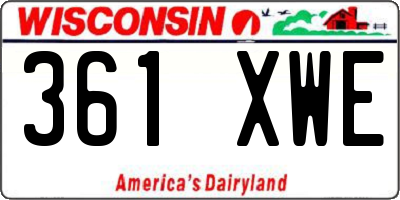 WI license plate 361XWE