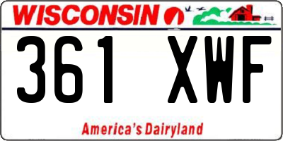 WI license plate 361XWF