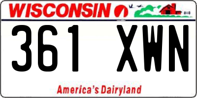 WI license plate 361XWN