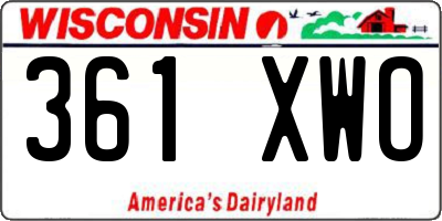 WI license plate 361XWO