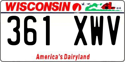 WI license plate 361XWV