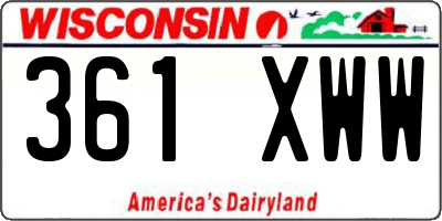 WI license plate 361XWW