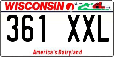 WI license plate 361XXL